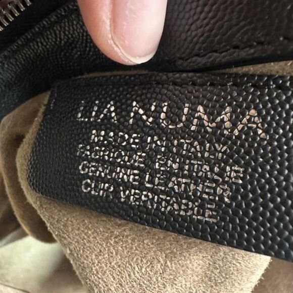 Lia Numa black leather handbag top handle bag satchel made in Italy - Picture 15 of 16